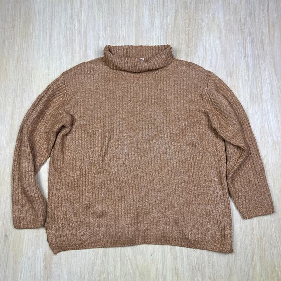 Elizabeth and James Brown Tan Mock Neck Pullover Cozy Knit Warm Sweater XL - Picture 1 of 16